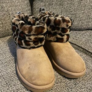 UGG Tan Boots with Leopard Print Cuff